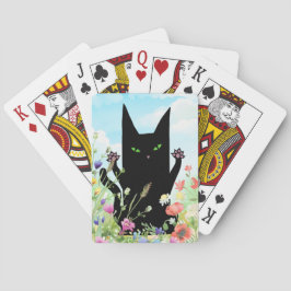 Black Cat Spring Fever:  Kitty and Flowers Spielkarten