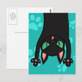 Black Cat Springen Postkarte (Vorne/Hinten)