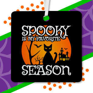 Black Cat Spuk Spooky Season Happy Halloween Ornament Aus Metall