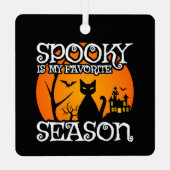 Black Cat Spuk Spooky Season Happy Halloween Ornament Aus Metall (Rückseite)