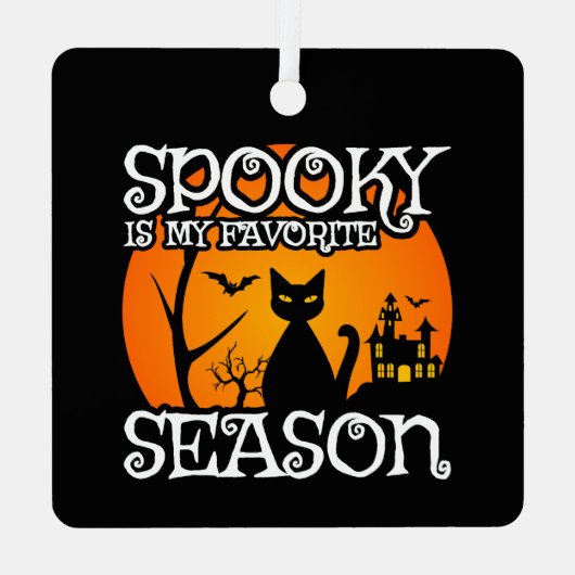 Black Cat Spuk Spooky Season Happy Halloween Ornament Aus Metall (Rückseite)