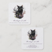 Black Cat Square Business Card Quadratische Visitenkarte (Vorne/Hinten)