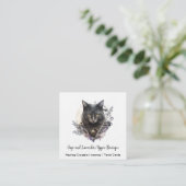 Black Cat Square Business Card Quadratische Visitenkarte (Stehend Vorderseite)