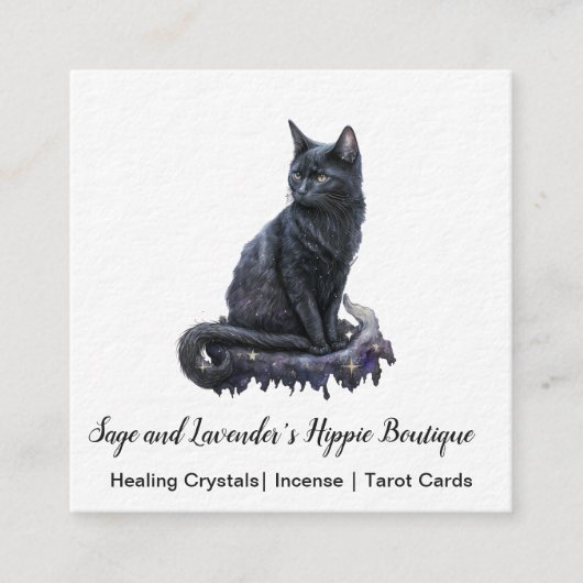 Black Cat Square Business Card Quadratische Visitenkarte (Vorderseite)