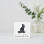 Black Cat Square Business Card Quadratische Visitenkarte (Stehend Vorderseite)