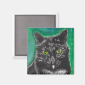 Black Cat Square Magnet (Vorderseite/Rückseite)