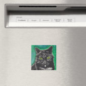 Black Cat Square Magnet (In Situ (Geschirrspüler))