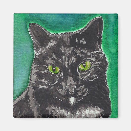Black Cat Square Magnet (Vorne)