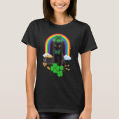 Black Cat St Patricks Day Leprechaun Kostüm Shamr T-Shirt (Vorderseite)