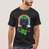 Black Cat St Patricks Day Leprechaun Kostüm Shamr T-Shirt (Vorderseite)
