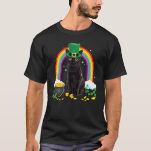 Black Cat St Patricks Day Leprechaun Kostüm Shamr T-Shirt