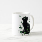 Black Cat St. Patrick's Day Tasse - Lucky Kleeblat (VorderseiteRechts)