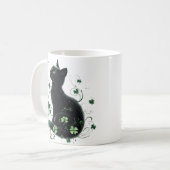 Black Cat St. Patrick's Day Tasse - Lucky Kleeblat (Vorderseite Links)