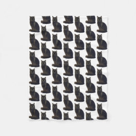 Black Cat Staring Ominous Foto Cutout White Fleecedecke