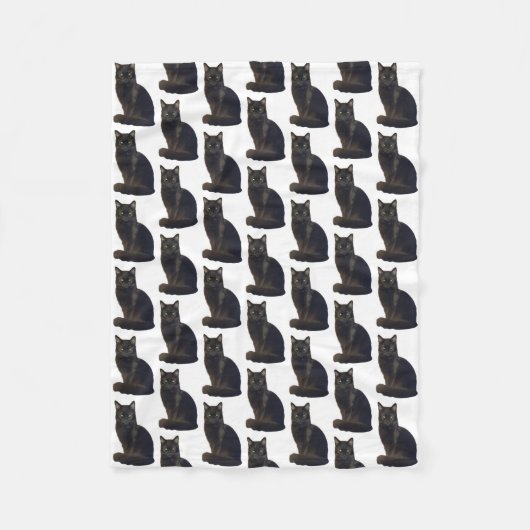 Black Cat Staring Ominous Foto Cutout White Fleecedecke (Vorderseite)