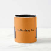 Black Cat Staring | Orange | Ich beobachte dich Tasse (Zentrum)