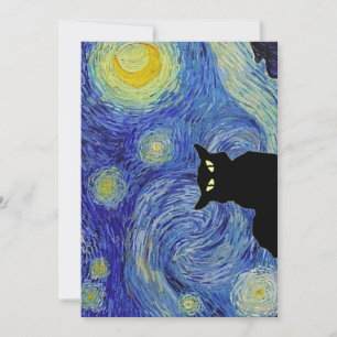 Black Cat Starry Night Feiertagskarte
