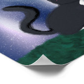 Black Cat Starry Night Painting Poster (Ecke)