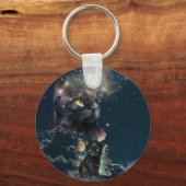 Black Cat Starry Night Schlüsselanhänger (Rückseite)