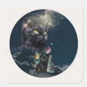 Black Cat Starry Night Stickers (Vorderseite)