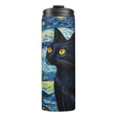 Black Cat Starry Night Thermosbecher (Vorderseite)