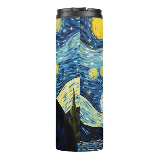 Black Cat Starry Night Thermosbecher (Rückseite)