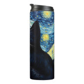 Black Cat Starry Night Thermosbecher (Nach rechts gedreht)