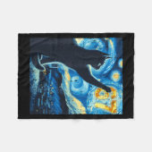 Black Cat Starry Night Van Gogh Cat 67 Six Seven M Fleecedecke (Vorderseite (Horizontal))