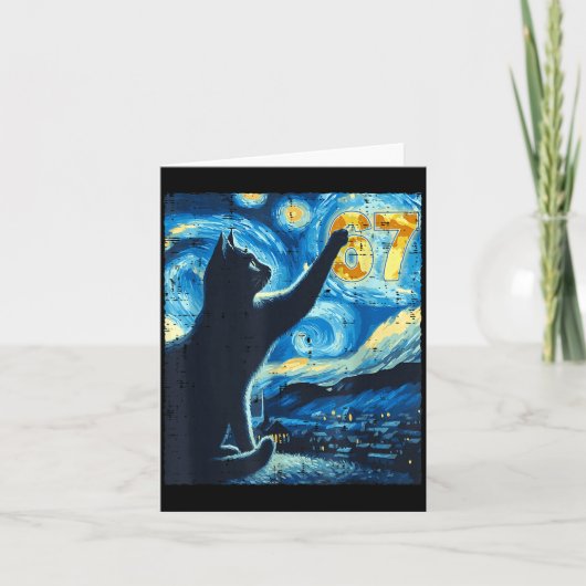 Black Cat Starry Night Van Gogh Cat 67 Six Seven M Karte (Vorderseite)