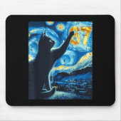 Black Cat Starry Night Van Gogh Cat 67 Six Seven M Mousepad (Vorne)