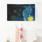 Black Cat Starry Night Van Gogh Cat Selfie Banner (Insitu)