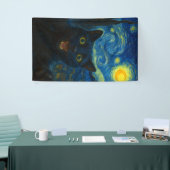 Black Cat Starry Night Van Gogh Cat Selfie Banner (Messeveranstaltung)
