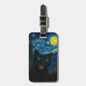 Black Cat Starry Night Van Gogh Cat Selfie Gepäckanhänger (Vorderseite vertikal)