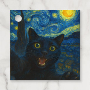 Black Cat Starry Night Van Gogh Cat Selfie Geschenkanhänger