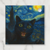 Black Cat Starry Night Van Gogh Cat Selfie Geschenkanhänger (Rückseite)