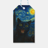 Black Cat Starry Night Van Gogh Cat Selfie Geschenkanhänger (Rückseite)
