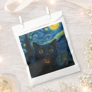 Black Cat Starry Night Van Gogh Cat Selfie Geschenktütchen