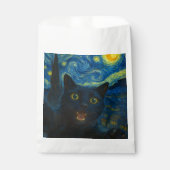 Black Cat Starry Night Van Gogh Cat Selfie Geschenktütchen (Vorderseite)