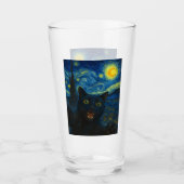 Black Cat Starry Night Van Gogh Cat Selfie Glas (Vorderseite)