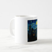Black Cat Starry Night Van Gogh Cat Selfie Kaffeetasse (Vorderseite Links)