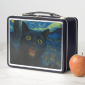 Black Cat Starry Night Van Gogh Cat Selfie Metall Brotdose (Beispiel)