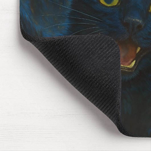 Black Cat Starry Night Van Gogh Cat Selfie Mousepad (Ecke)