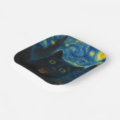 Black Cat Starry Night Van Gogh Cat Selfie Pappteller (Gewinkelt)