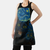 Black Cat Starry Night Van Gogh Cat Selfie Schürze (InSitu)