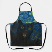 Black Cat Starry Night Van Gogh Cat Selfie Schürze (Vorderseite)