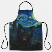 Black Cat Starry Night Van Gogh Cat Selfie Schürze (Vorderseite)