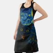 Black Cat Starry Night Van Gogh Cat Selfie Schürze (InSitu)