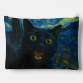 Black Cat Starry Night Van Gogh Cat Selfie Zubehörtasche (Rückseite)