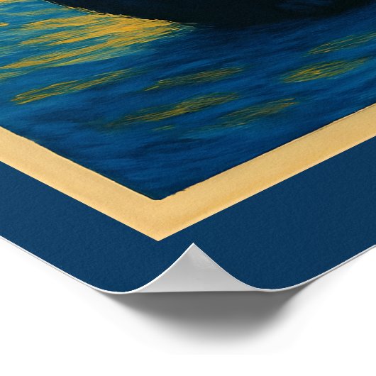 Black Cat Starry Night Van Gogh Poster (Ecke)