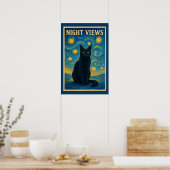 Black Cat Starry Night Van Gogh Poster (Küche)